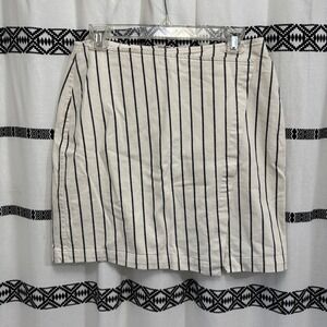 Madewell Vertical Stripe Skirt Size 10 – Cotton Blend, Pockets, Zip Back